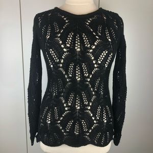 Beautifully Knitted Black Long Sleeve Top Size Medium